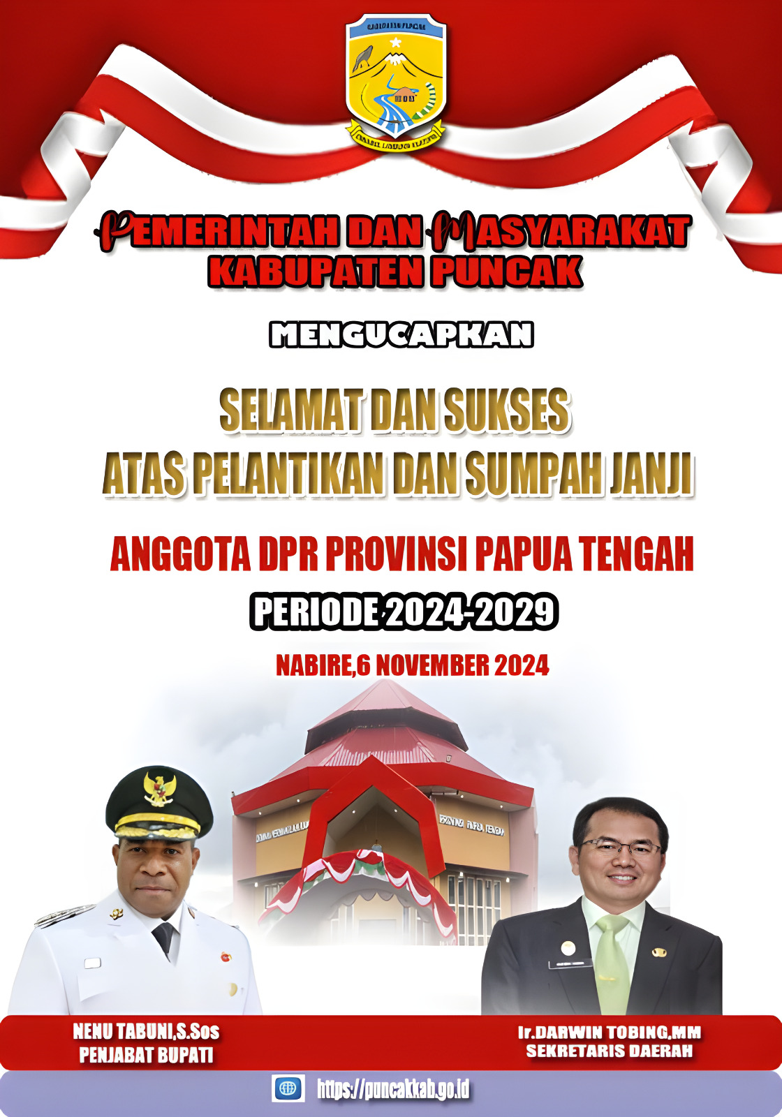 SELAMAT DAN SUKSES ATAS PELANTIKAN DAN SUMPAH JANJI ANGGOTA DPR PROVINSI PAPUA TENGAH